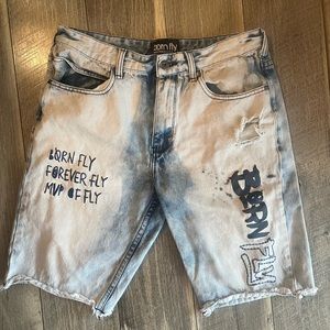 🩳🖤Born Fly Anytown U.S.A. Men’s Distressed Jean Shorts Size 32